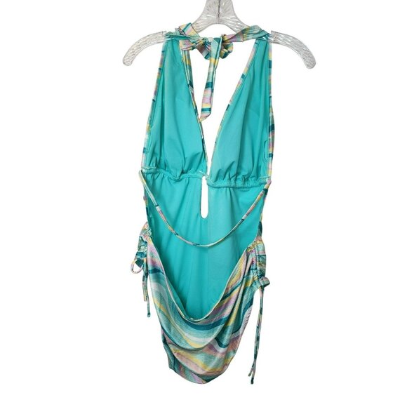 Blu C Plunge Halter One-Piece 2X | Poly/Spandex | Pastel Wave | NWOT - Picture 5 of 5